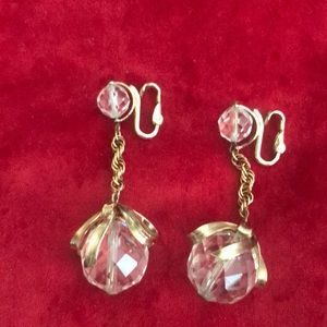 Vintage 1950’s signed Napier glass bridal runway statement earrings.